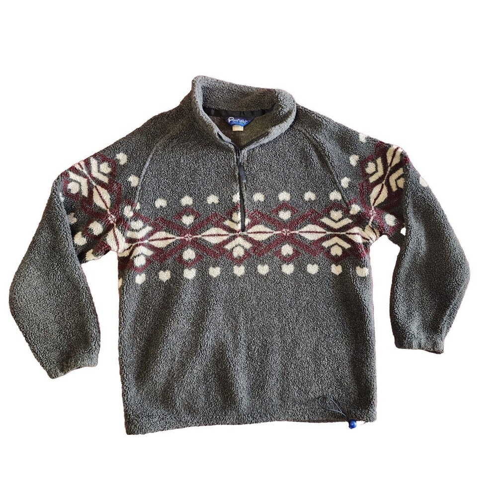 Vintage Penfield Mens Fleece Sweater Size Large Pullover Geometric Made In USA